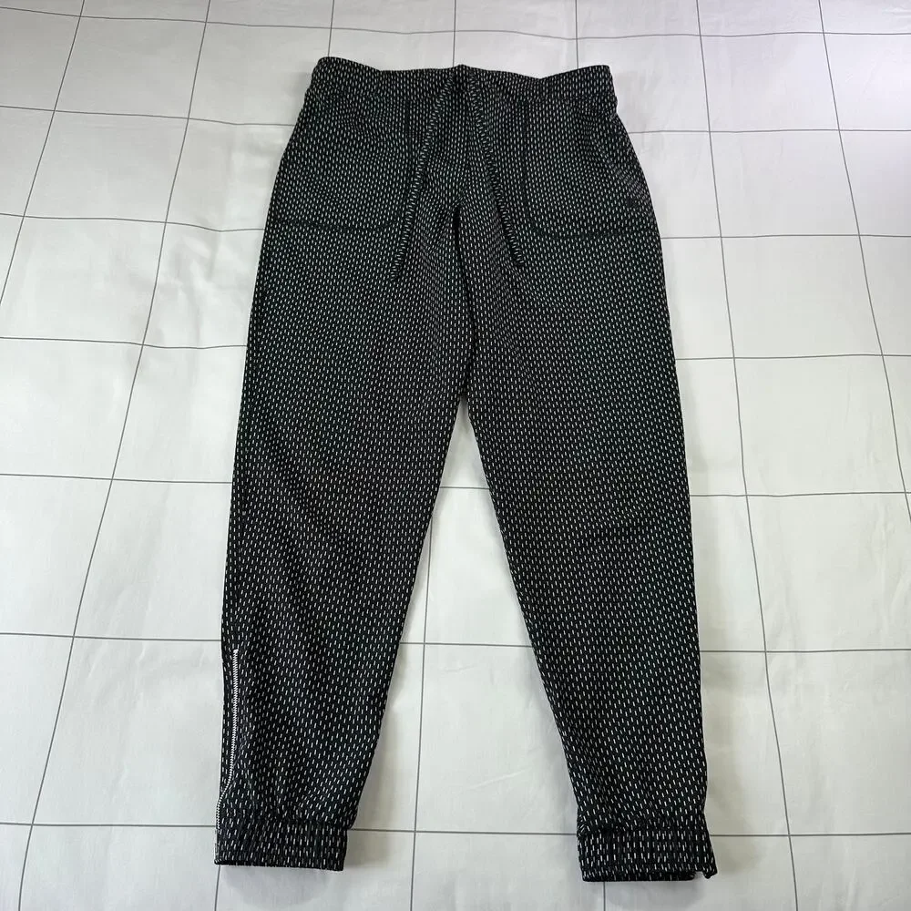 Albion Pants Womens XS Black White Dash Print Jetsetter Jogger Athletic Sporty